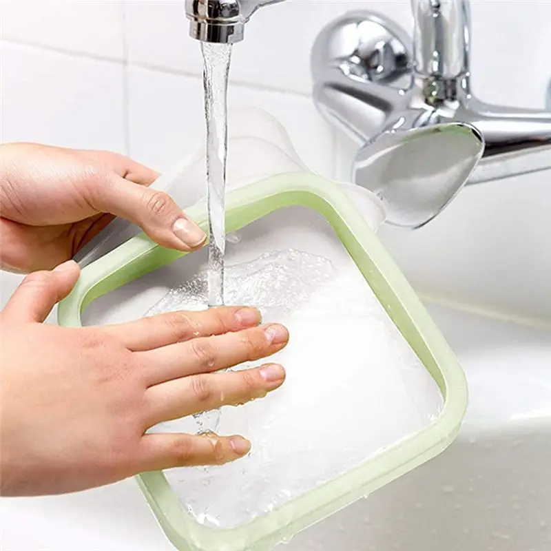 A20I Portable Sandwich Toast Bento Box Reusable Silicone Sandwich Case Microwavable Kids School Breakfast Lunch Box 2Pcs