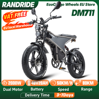 RANDRIDE DM711 Ebike 2000W Dual Motor 48V 20Ah 20*4.0 Inch Fat Tire Electric Bike Mountain Snow Electric Bicycle Full Suspension