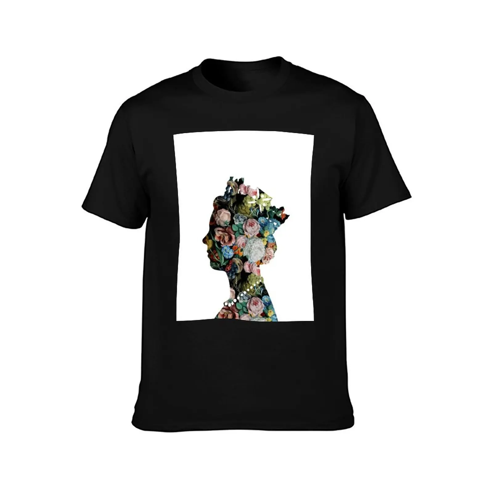 Flowers Collage Portrait Royal Abstract Art Queen of England Prince PhilipWanddeko T-Shirt Non-Shrink Basic Cotton T-Shirt