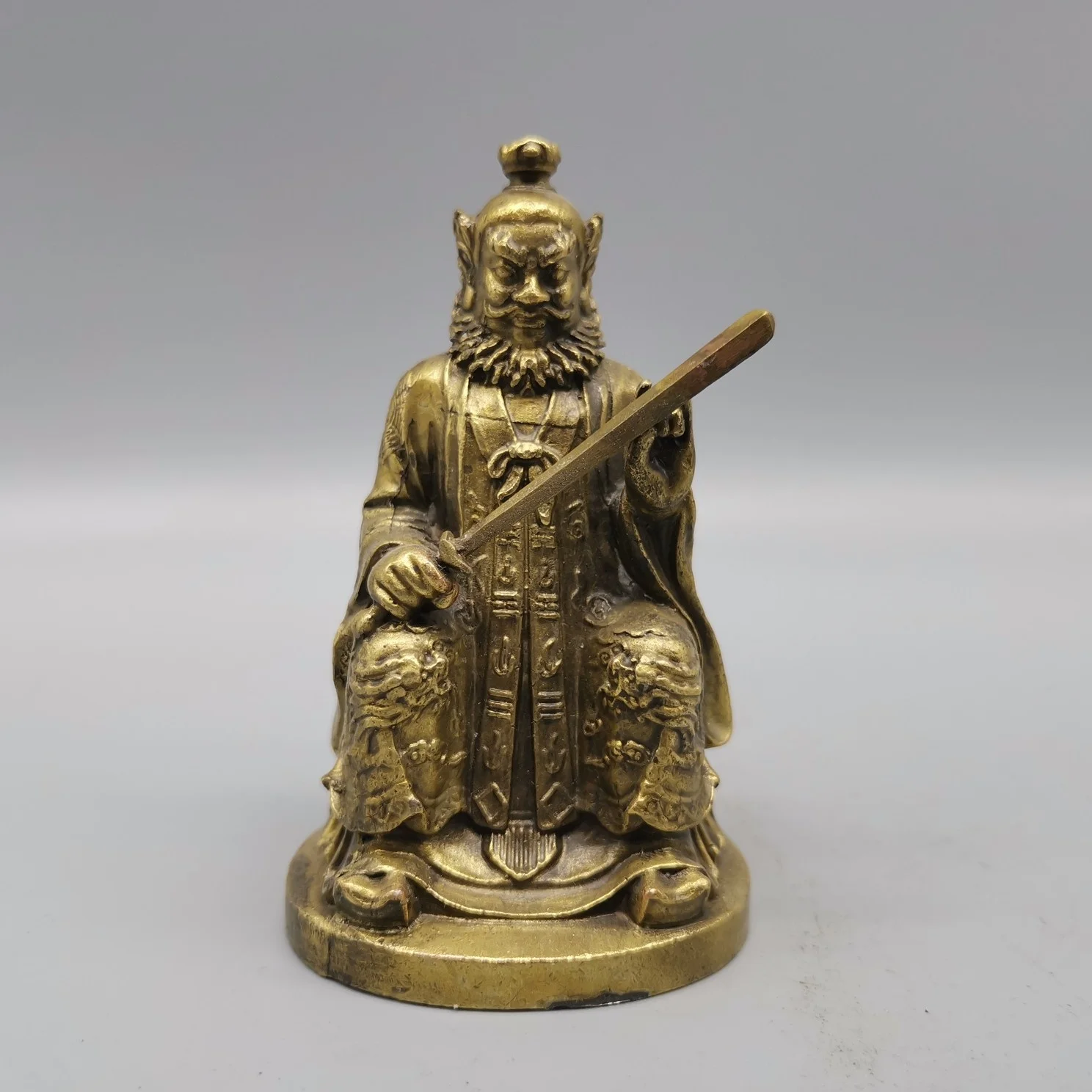 Brass Zhang Daoling Gaoming Emperor Statue Home Decoration