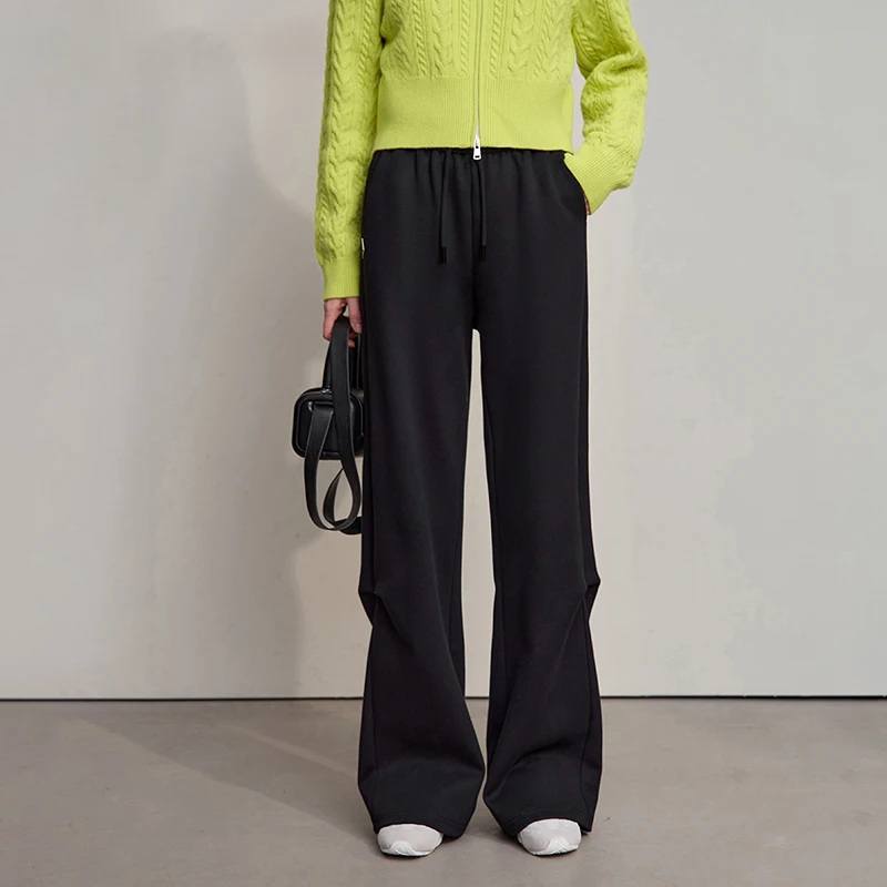 AMII pantalon pour femme 2025 automne nouveau minimaliste tricot coton dames pantalon jambe large décontracté solide pantalons de survêtement pour femme 12524071