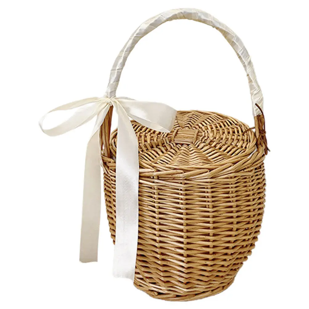 French Style Woven Handheld Picnic Basket for Fruits Vegetables Snacks Outdoor Camping Travel Storage Organizer Home Kitchen view 4
