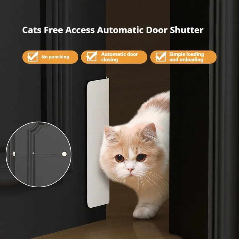 Pet Door Stall Automatic Cat Bedroom Door Keeper Cat Free Access Door in Both Directions