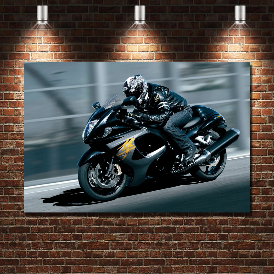 Superbike HAYABUSA Suzuki GSX1300r Black Motorbike Posters HD Picture Wall Art Canvas Prints Modern Painting for Home Room Decor