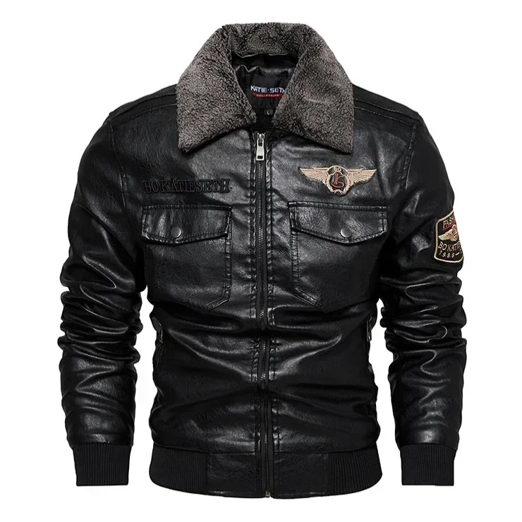 Men's autumn and winter new leather jacket fashion trend motorcycle Korean version slim fit PU stand up collar jacket men's wear