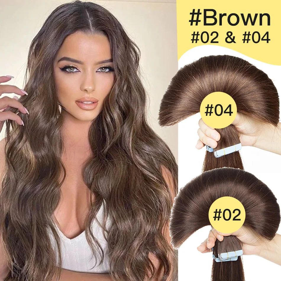 

YeloTape In Hair Extensions, человеческие волосы, 20 шт./упак., европейские прямые невидимые ленты Remy, клейкие настоящие человеческие волосы для наращивания