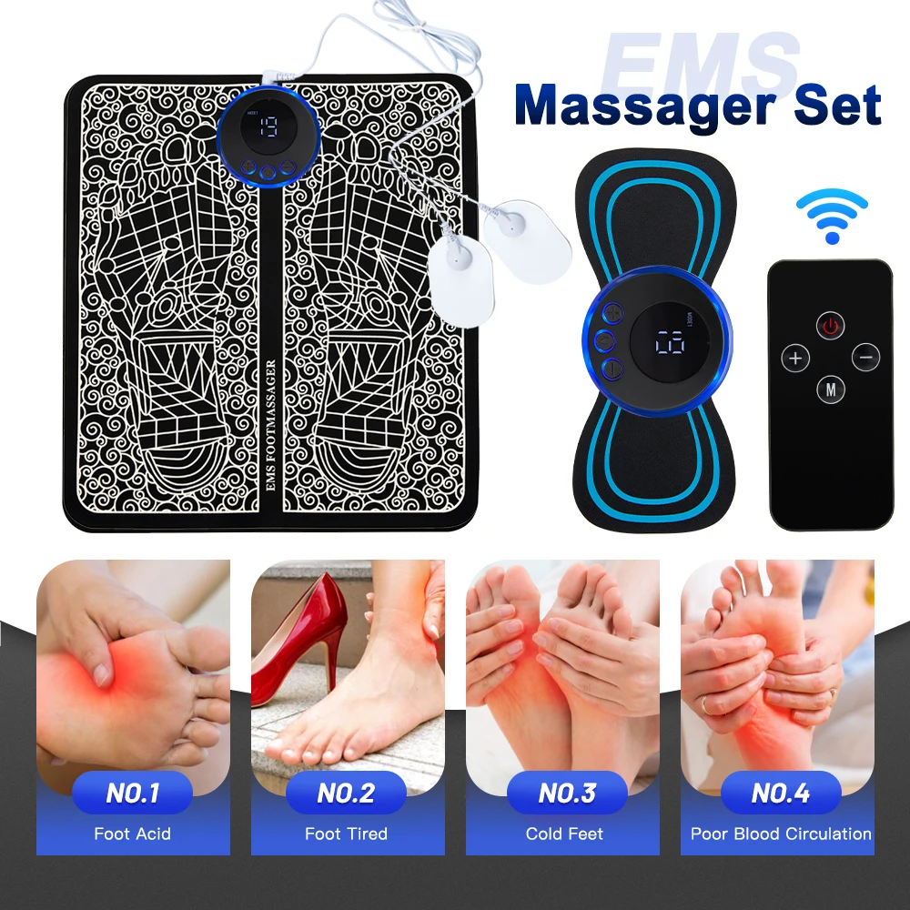 Elétrica EMS Foot Massager Acessórios, Estimulador Muscular Do Pulso, Dobrável Massagem Pad, Alívio Da Dor, Suporte Dropshipping