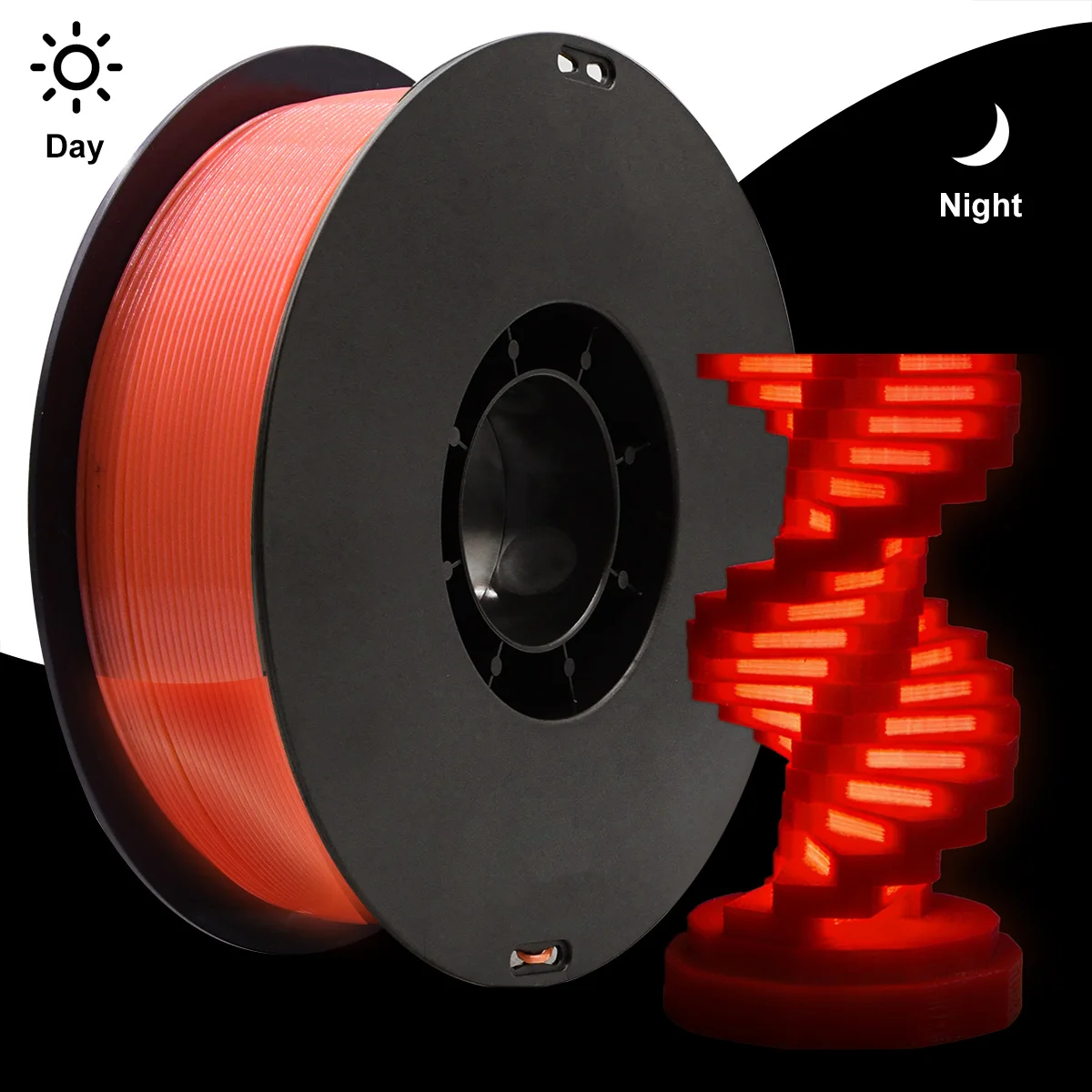 DIY-kerstcadeau, 1,75 mm PLA lichtgevend 3D-printerfilament, 200 g (0,44 l) spoel, gloeit in het donker, voor de meeste FDM-printers