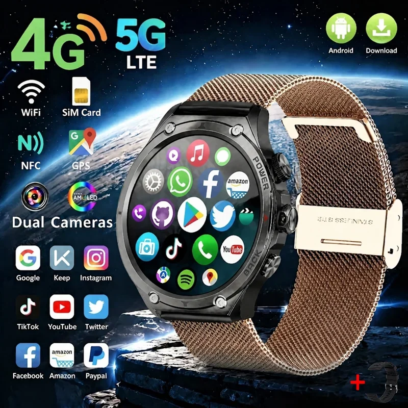 H12 LTE 4G 5G Android Smart Watch 1.6 Inch Amoled Panel 720 720 HD Resolution GPS Position WIFI Wireless Network Smartwatch