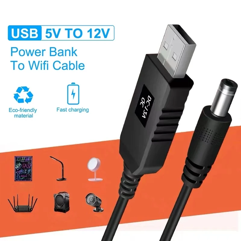 USB do DC kabel zasilający 5V do 12V Boost Converter 8 adaptery USB do DC Jack kabel ładujący do głośnika Router wi-fi Mini Fan