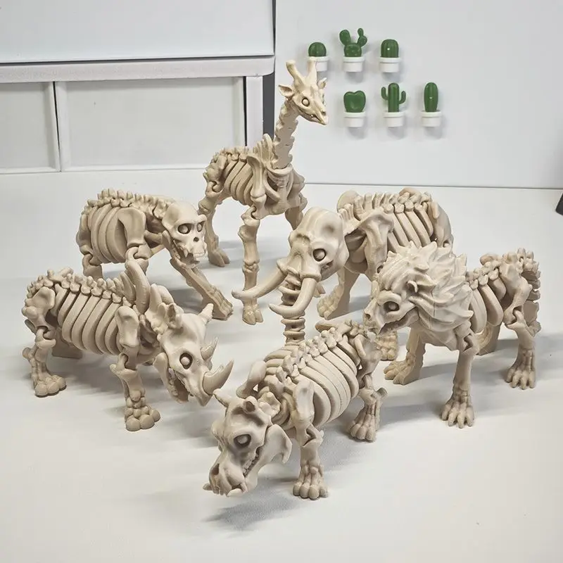 Neue 3D Druck Spielzeug Gemeinsame Bewegliche Skelett Tiere Modell Ornamente Löwe Elefant Giraffe Desktop Dekorationen kinder Geschenke