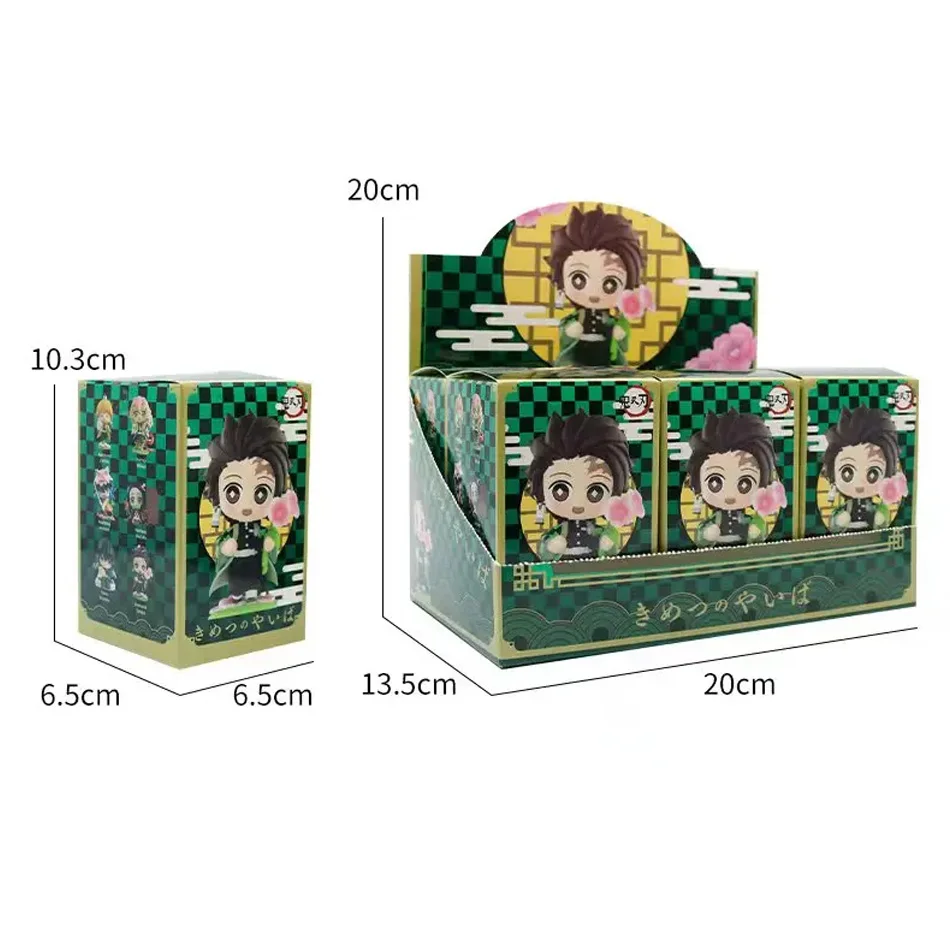 1-12 pièces Anime Demon Slayer Blind Box Tanjiro Kamado Nezuko Figurine de dessin animé en PVC Modèle Ornement Jouet pour enfants Cadeaux de Noël Halloween