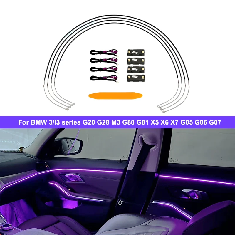 

11-Color 4 Doors LED Ambient Lights for BMW 3 Series/i3/X5/X6/X7 G20 G21G28 G05 G06 G07 M3 G80 Auto Interior Decorative Strips