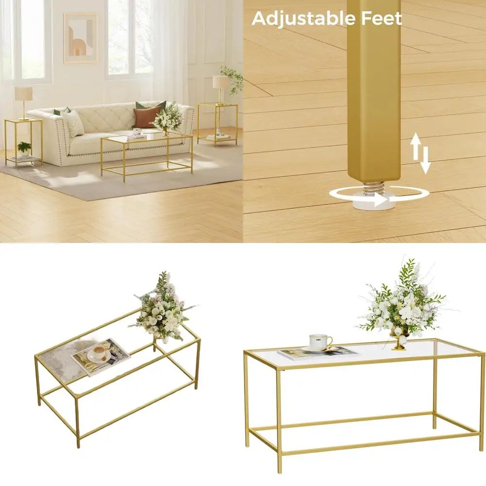 

Minimalist Metal Frame Coffee Table for Living Room, 39.4x19.7x17.7, Office-Friendly, Easy Assembly