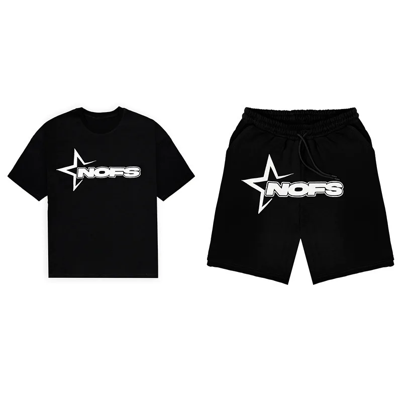 Fashion Unisex Y2K T-shirt Short Kpop Street Print Short Sleeve Tops Casual Loose Drawstring Shorts Pant Women Men Clothing Tees