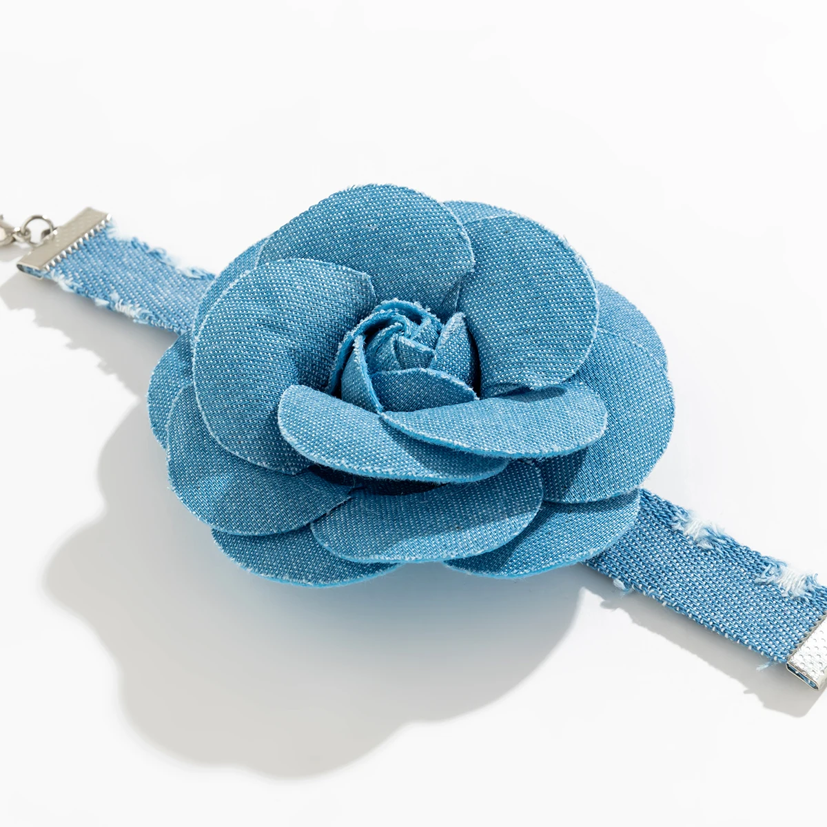 Elegant Blue Denim with Big Flower Bracelet for Women Trendy Making Old Cowboy Hand Chains 2023 Fashion Jewelry Accessories Gift image 5