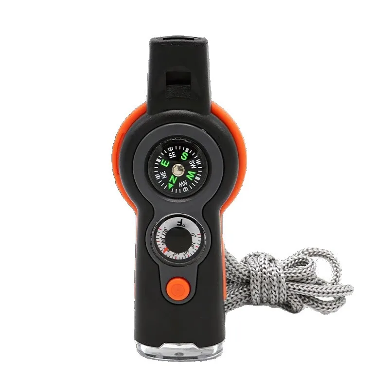 Outdoor New 7-in-1 Multifunctional 7-in-1 Whistle, Survival Whistle, Survival Whistle with LED Light Thermometer Compass