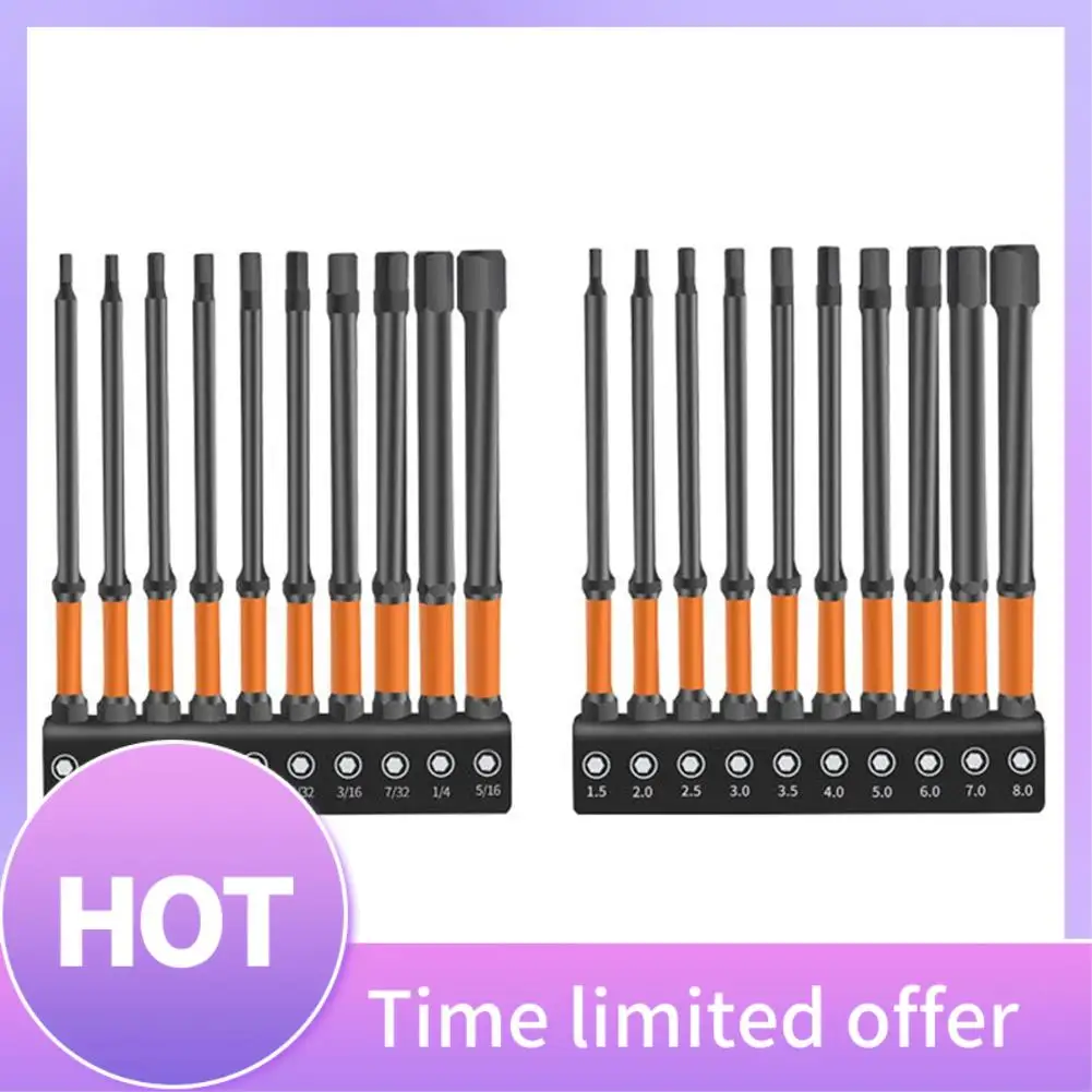 

B69C Impact Hex Heads Hex Key Bit Set (Metric & SAE),1/4Inch Hex Shank Hex Drill Bit Set,Magnetic CNC Machined Tip,20Pcs