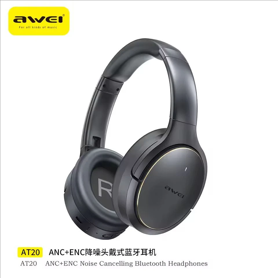 

Awei AT20 ANC ENC Wireless Headphones Over-Ear 98dB Headphone Bluetooth 6.0 40mm Dynamic Driver Long Battery Life Earphones