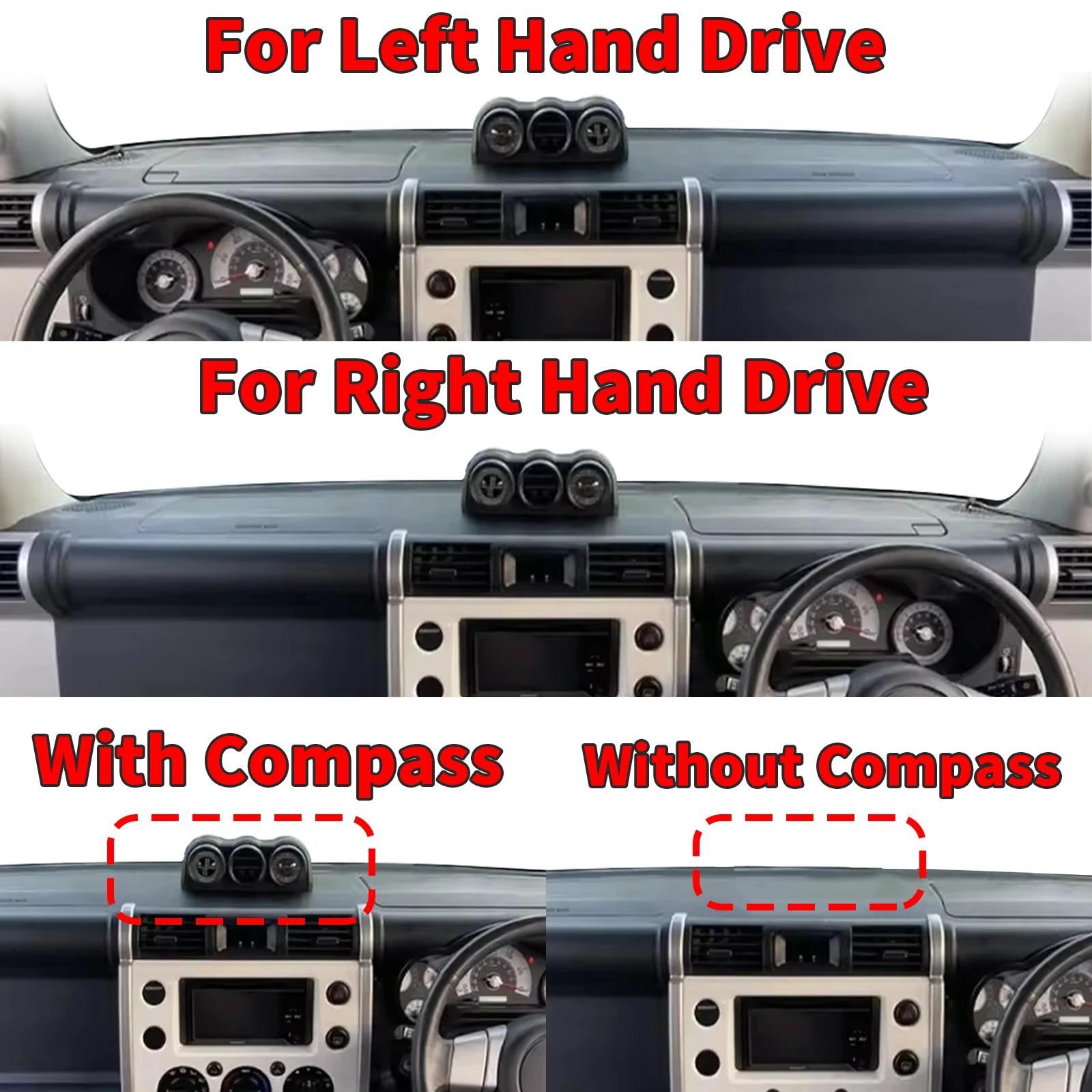 

for Fj Cruiser Reduces glare Car Dashboard Cover Dashmat Non‑Slip Protective Dash Mat Pad Auto Accessories