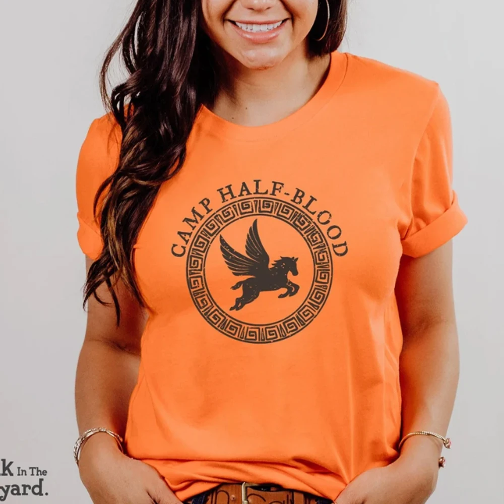 Pure Cotton ort Sve T-irt loween Pumpkin Women's irt Camp f Blood Mixed Blood Camp Orange Street Sle Loose Fit