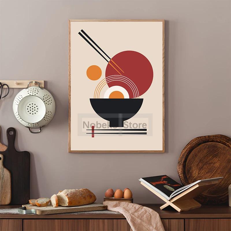 Abstract Geometric Culinary Illustration Poster Minimalism Food Prints Canvas Painting Wall Art Pictures Home Room Kitchen Decor