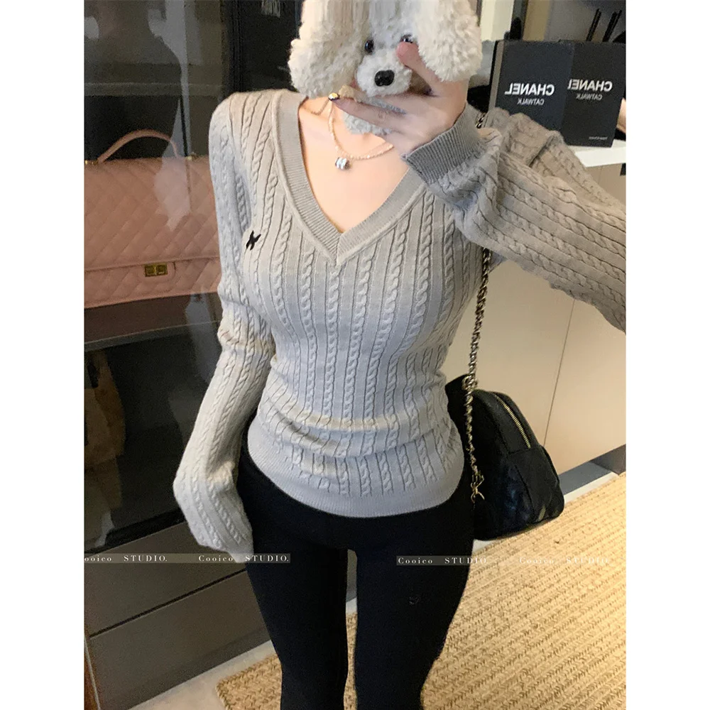 

Sweaters Jumpers Womens Y2K Women'S Sweater Fleece Korean Style Gothic Detail Horseback Riding Equestrian Sport ChicSolid 2025