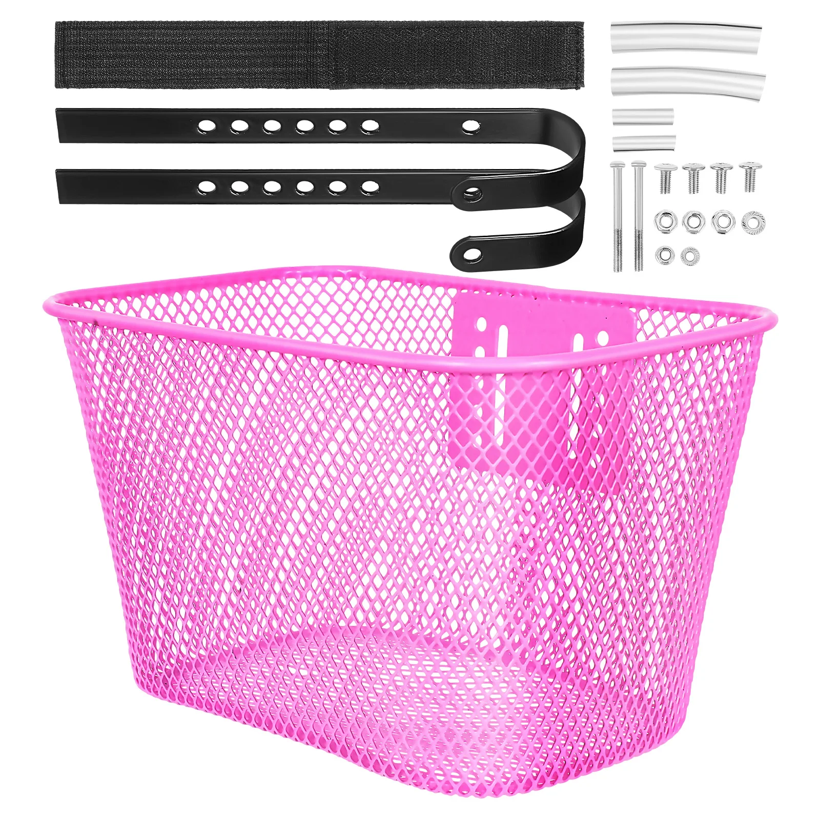 

Bike Basket Bicycle Front Kids Pu Straps for Girls Baskets Women Pink Metal Wire Rack Child