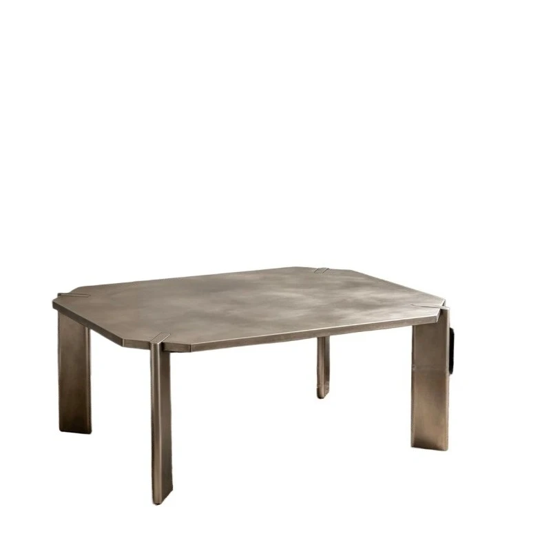 Metal coffee table stainless steel old random pattern effect small apartment living room table