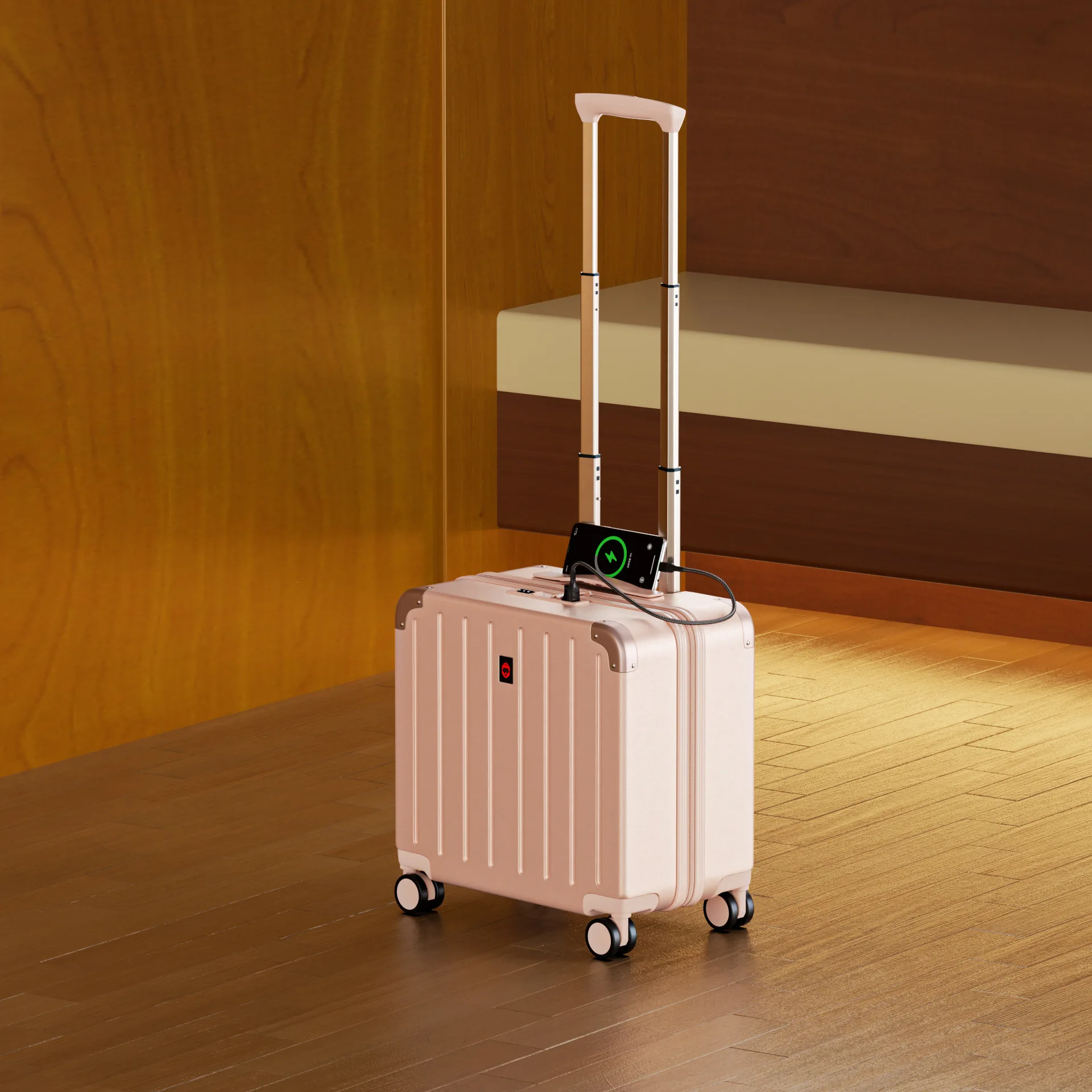 

Special 18-inch aluminum frame trolley case PC material silent wheel, new multi-functional boarding case
