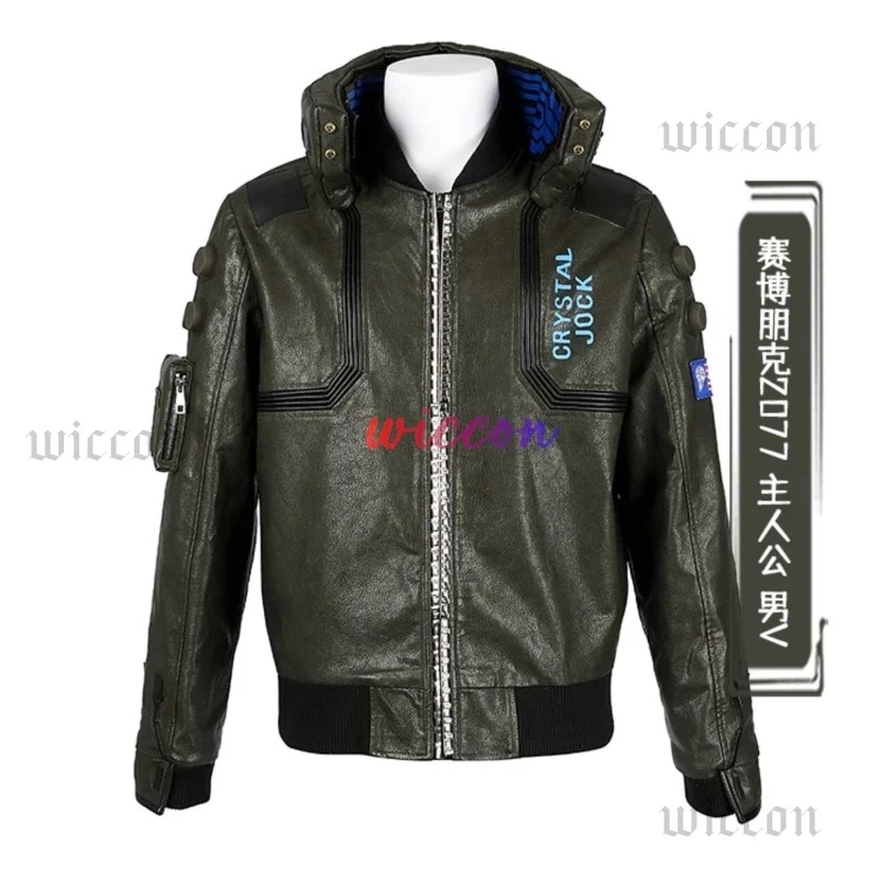 x;3,c'5\b/ Punk Style 2077 Samurai Main Character V Cosplay Costume For Man Faux Leather Game Jacket High Quality 5'g,7\j'8/