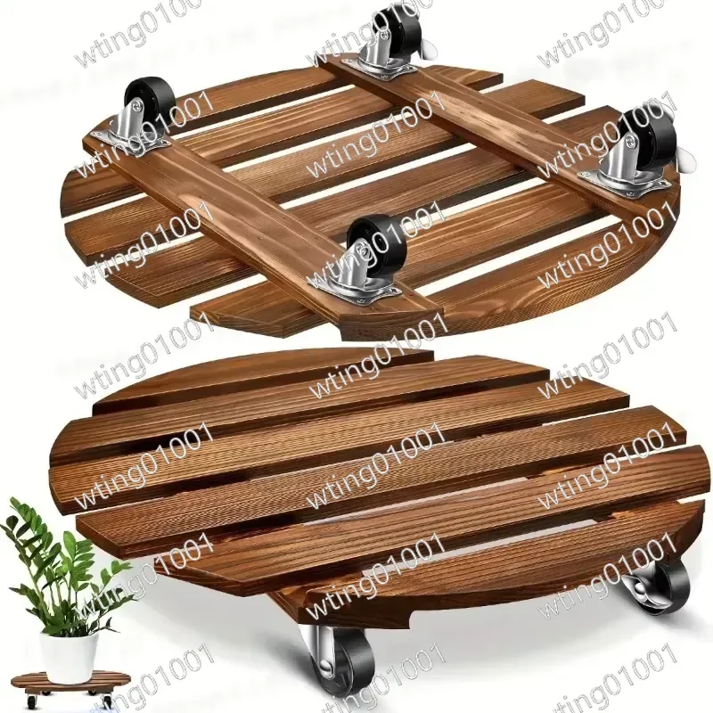 Heavy Duty Plant Caddy with Wheels Movable Metal Plant Cart Lockable Rolling Stand for Indoor Outdoor Garden Balcony Use