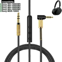Cable de extensión OFC de repuesto trenzado de nailon para auriculares Sony WH-1000XM5 WH-1000XM4 WH-1000XM3 WH-1000XM2 MDR-1000X