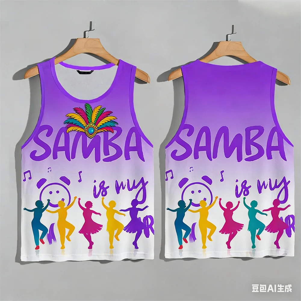 Brazilian Carnival vest Summer Dance Vest Samba Wear Workout Clothes Men's women's vests Sports Casual Vest new Samba dance vest