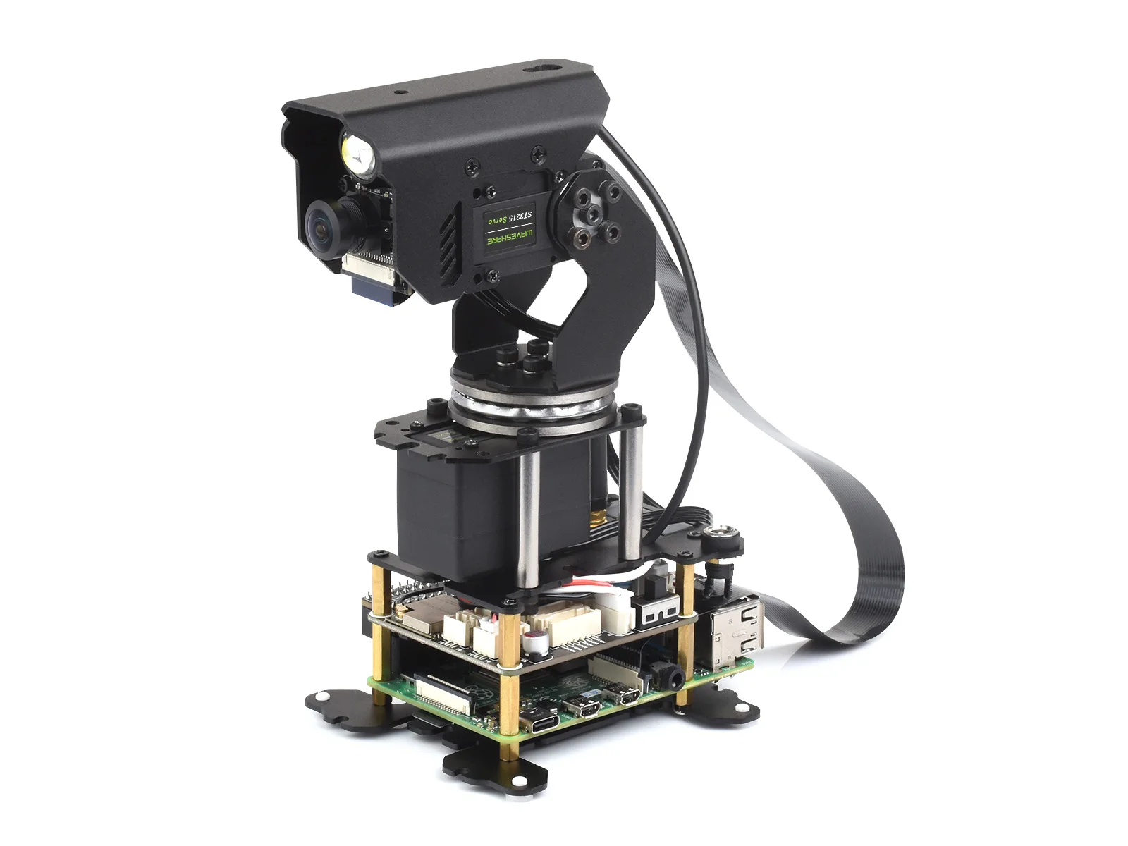 360° Omnidirectional High-Torque 2-Axis Expandable Pan-Tilt Camera Module, Driven By Serial Bus Servos, Based On General Driver