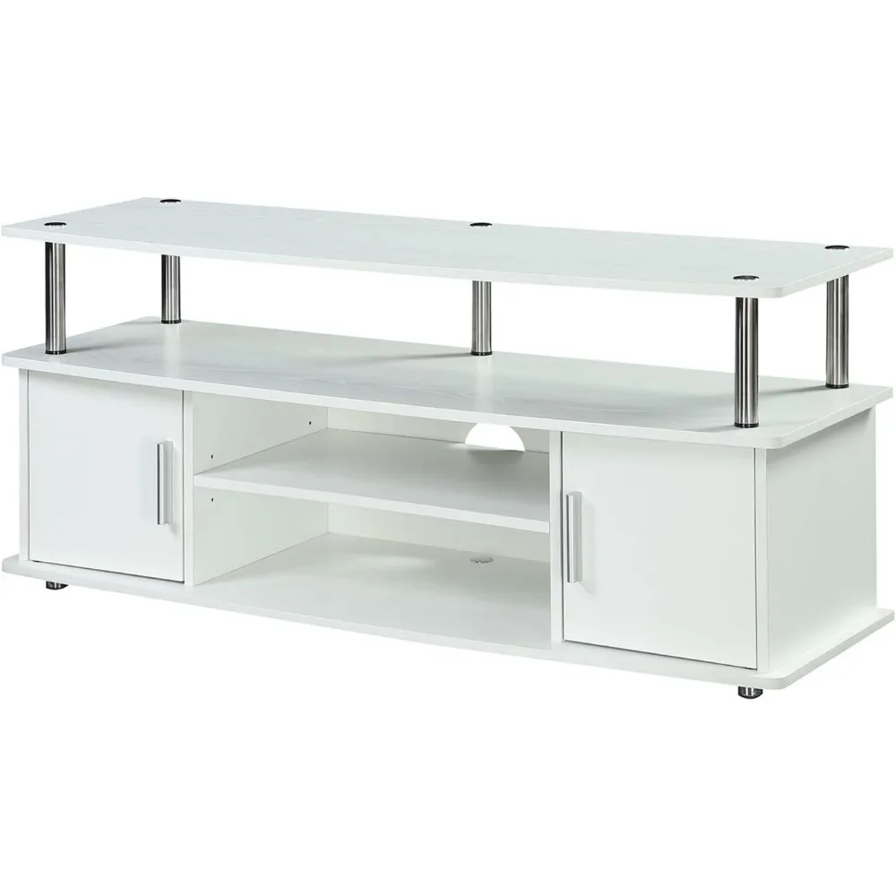 

Designs2Go Monterey TV Stand with Cabinets and Shelves Home_Furniture_and_Decor, 47.25"L x 15.75"W x 21.25"H, White