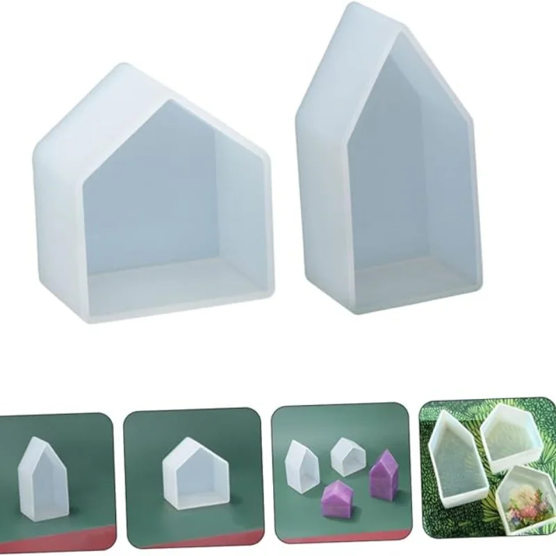 DIY Crystal Epoxy Resin Mold Small Round Lamp Specimen Small House Base Square Round Lamp Holder Silicone Mold