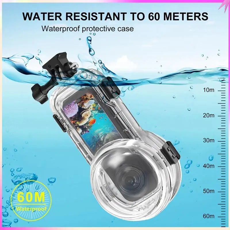 

B68C Transparent Shell Waterproof Diving Case For Insta360 X5 Sports Camera,60M Underwater Housing