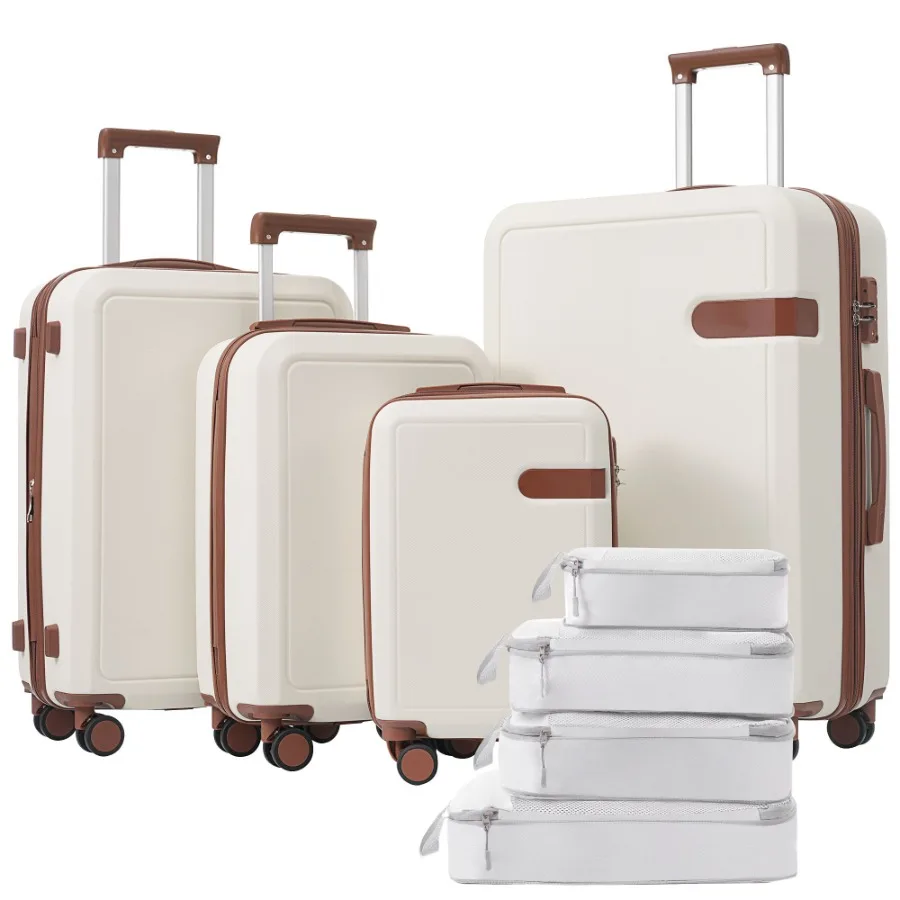 

4 Piece Luggage Set with Compression Packing Cubes for Suitcase Expanable Spinner Wheels Lightweight Suitcase with TSA Lock 16