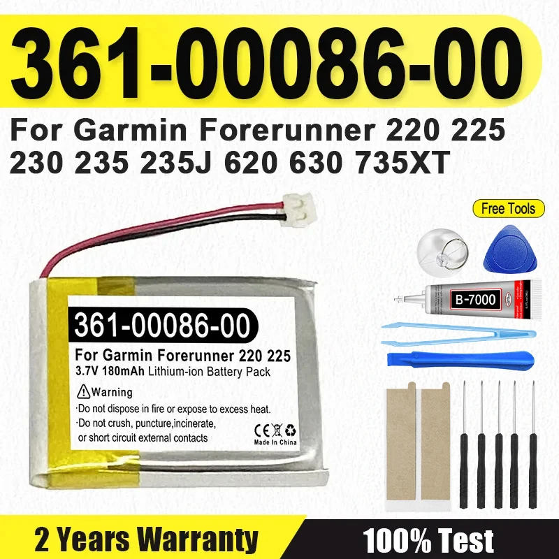 Brand-New 361-00086-00 Battery For GARMIN Forerunner 220 225 230 235 235J 620 630 735XT instinct/instinct solar + Free Tools
