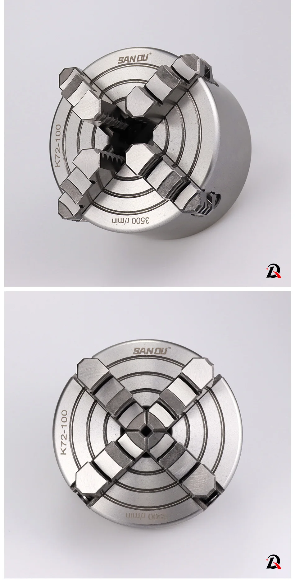 K72-100 4-Backen-unabhängige 100 mm (3,94 Fuß) Drehmaschine, manuelles Scrollfutter für mechanische Mini-Drehmaschine mit gehärtetem Stahl für Holzverfahren – Detail 3