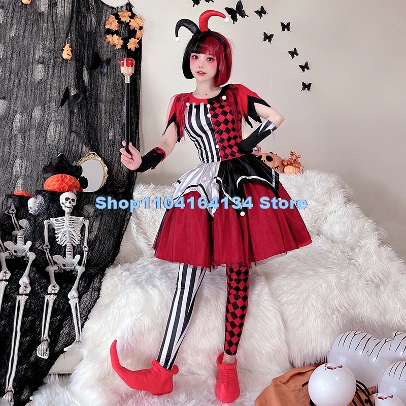 Halloween Costume for Women Clown Cosplay Anime Circus Soul Breaking Clown Dress Disfraz Vestidos Stage Performance