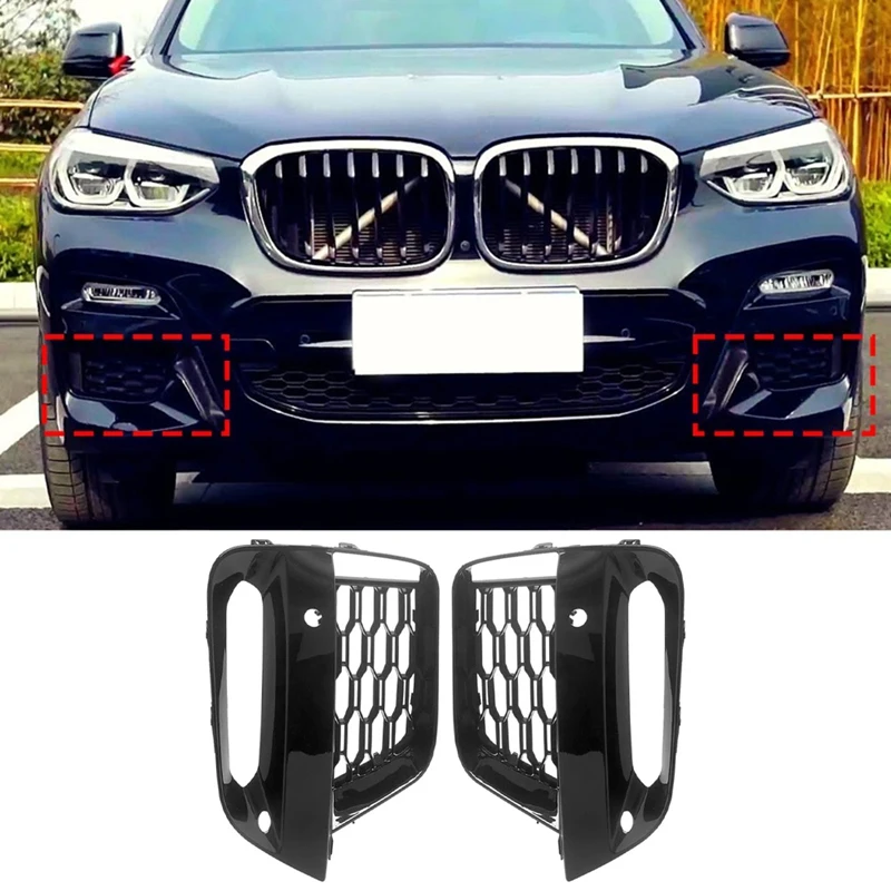 1Pair For BMW X3 G01 X4 G02 2019 - 2021 Front Bumper Grille Opened Foglight Cover 51118098829 51118098830