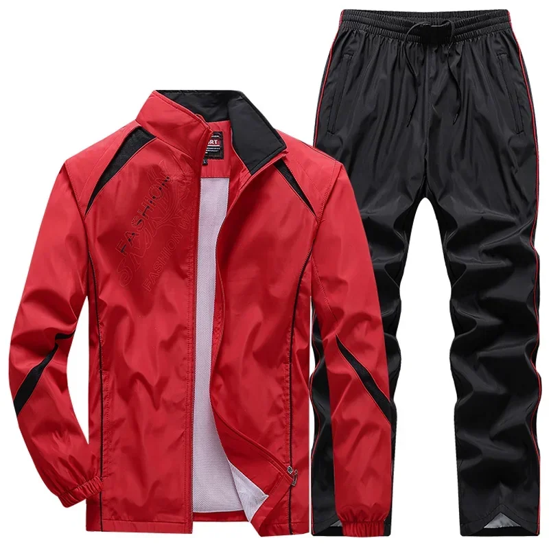 Men\'s Sets Two Piece Tracksuit Casual Zipper Jacke + Sweatpants Harajuku Basketball Sport Suits Spring Autumn Tracksuit Clothing