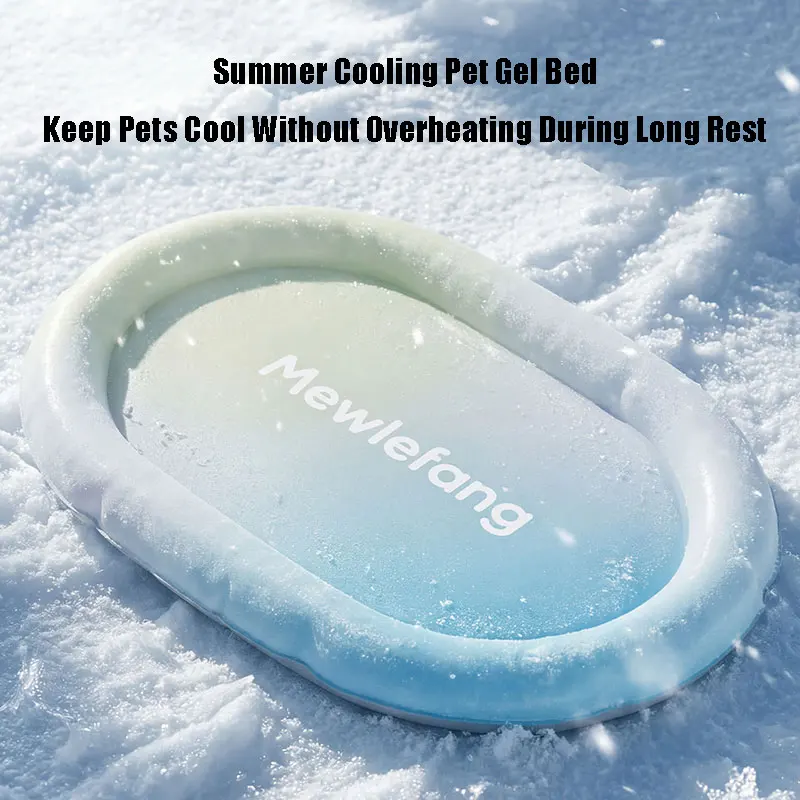 Summer Pet Cooling Bed, Dog Cat Gel Cooling Mat, Raised Neck Design Cool Sleeping Pad, Heat Relief Pet Cooling Cushion