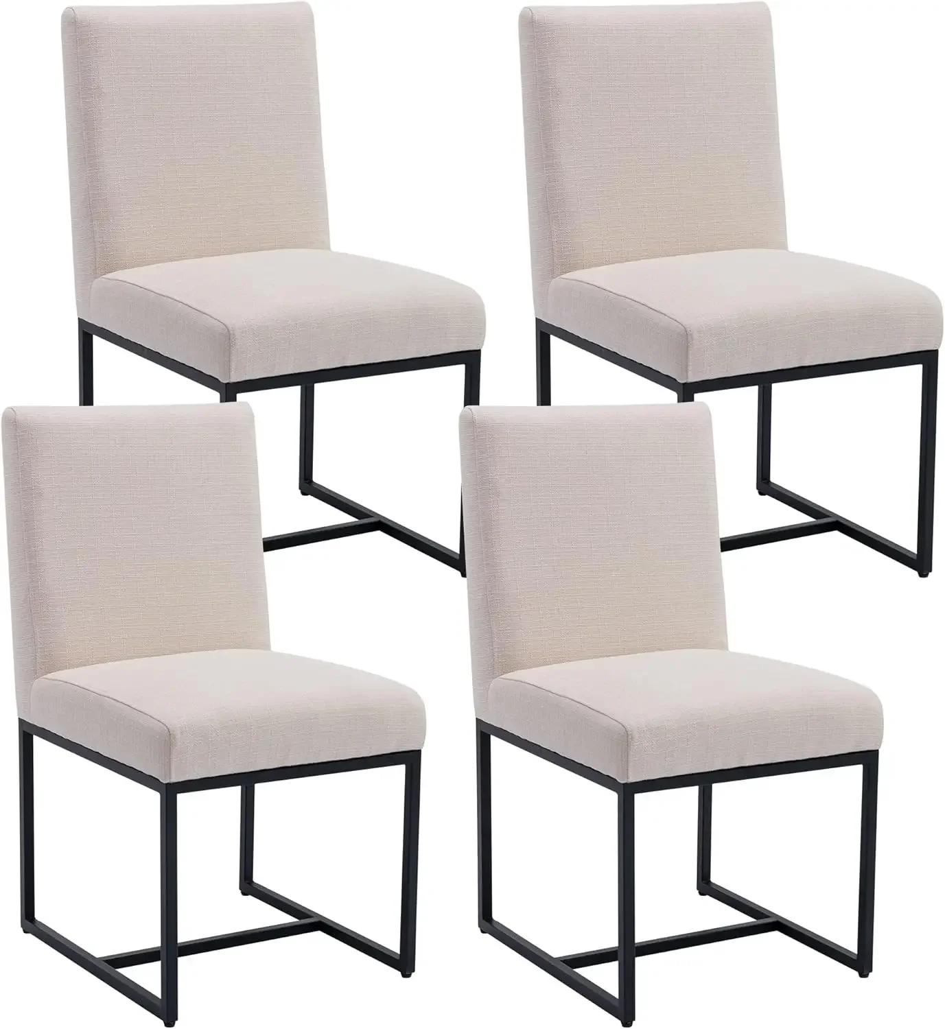 

VESCASA Linen Upholstered Dining Chairs Set of 4, Mid Century Modern Padded Chair with Black Metal Frame for Restaurant, Dining