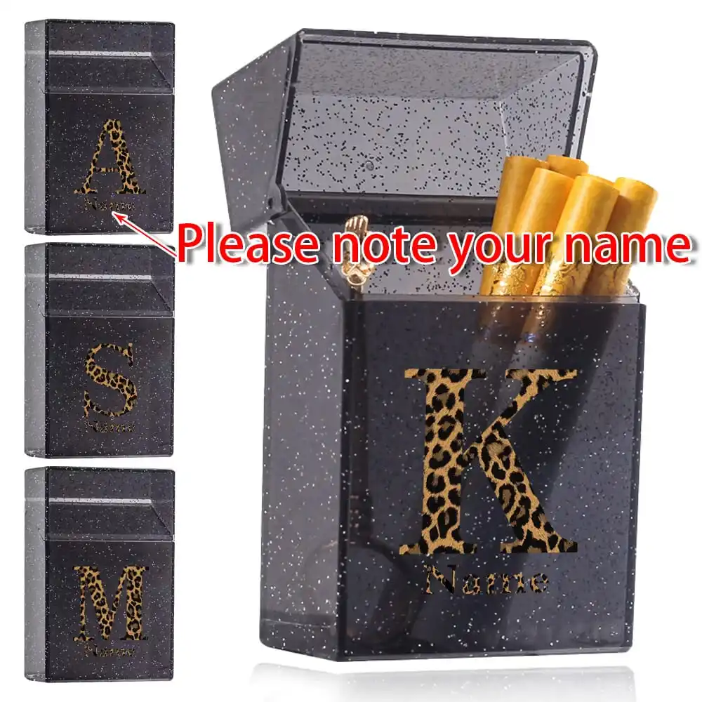 Customized Name Cigarette Case Crystal Transparent Cigarette Organizer Box Storage Tobacco Case Personalized Smoking Accessories