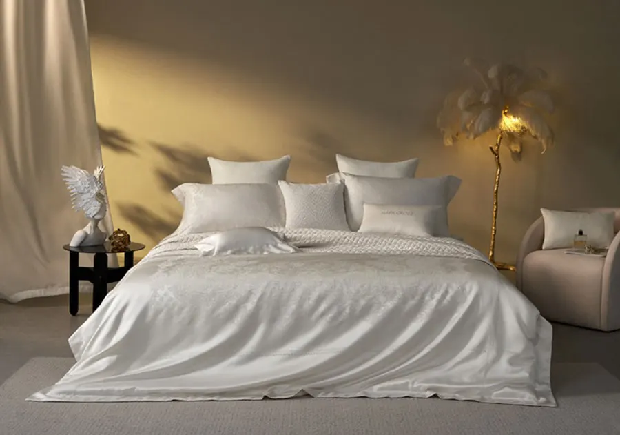 Elegant luxury european jacquard white pink grey bed set,full queen king florid home textile bed sheet pillow case duvet cover