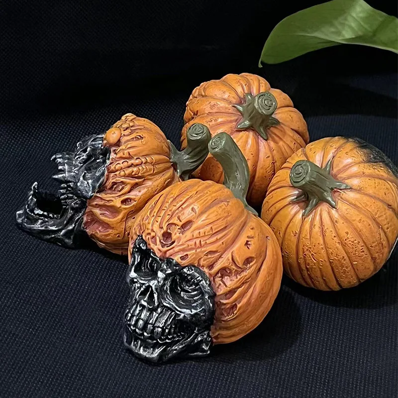 Evil Pumpkin Skull Halloween Pumpkin Decorations Outdoor Garden Resin Crafts