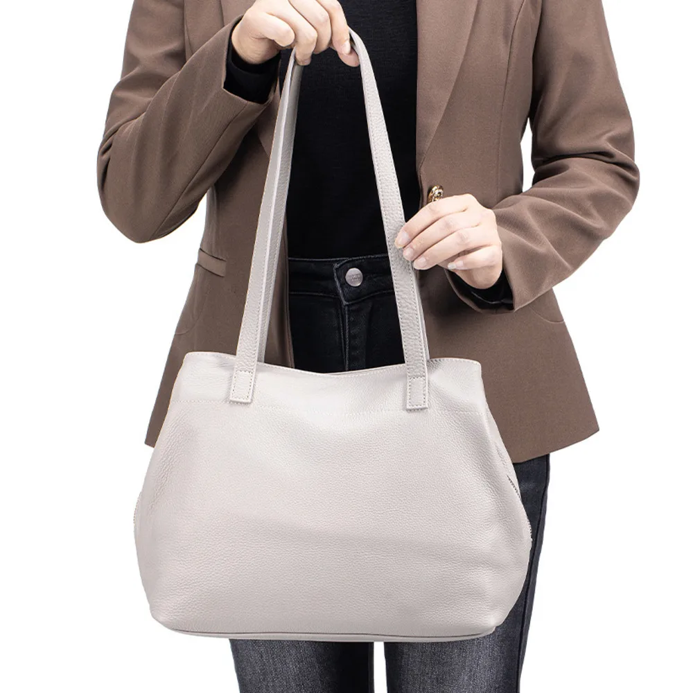 Female Bag Genuine Leather Fashion Handbag For Woman Bag Cowhide Versatile Tote Bag Large Capacity Simple Shoulder Bag For Woman